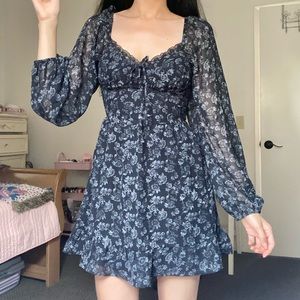 Hollister Floral Corset Mesh Sleeve Dress